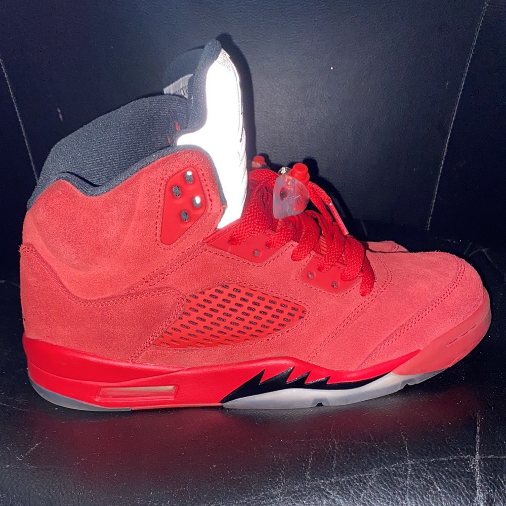 Red suede Jordan 5 Retro